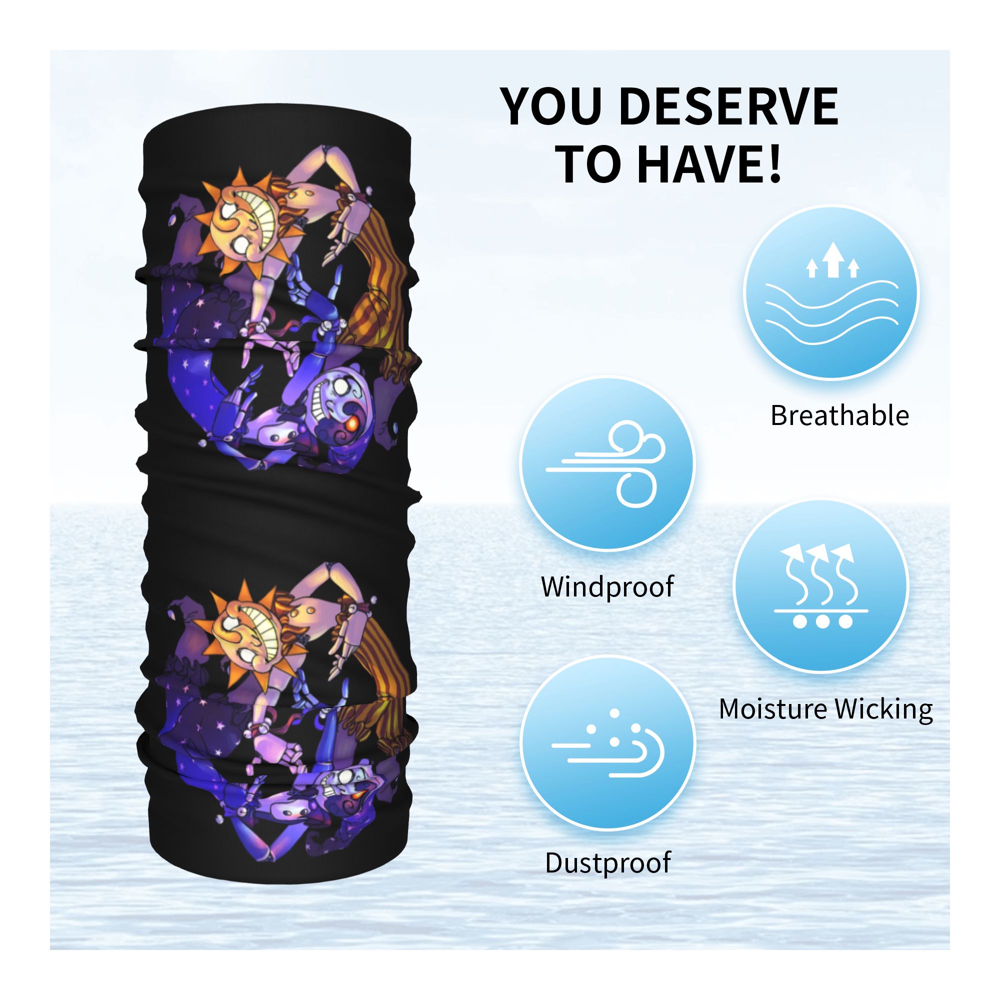 Sol y luna FNAF seguridad tras - Neck Gaiter Face Cover reseña y precio